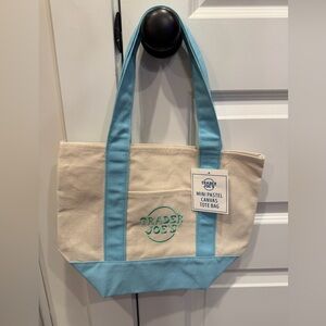 Trader Joe's Canvas Tote Bag - Cream and Blue